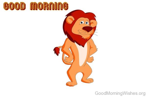 Good Morning With Lion Cartoon