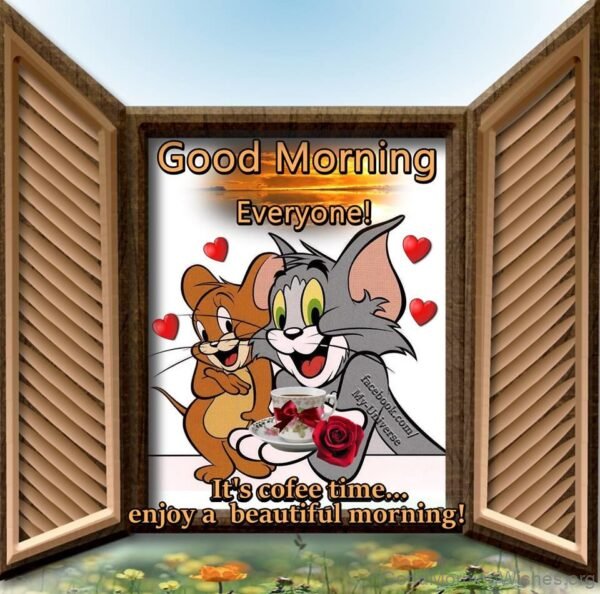 It's Coffee Time With Tom Jerry With Beautful Good Morning Image