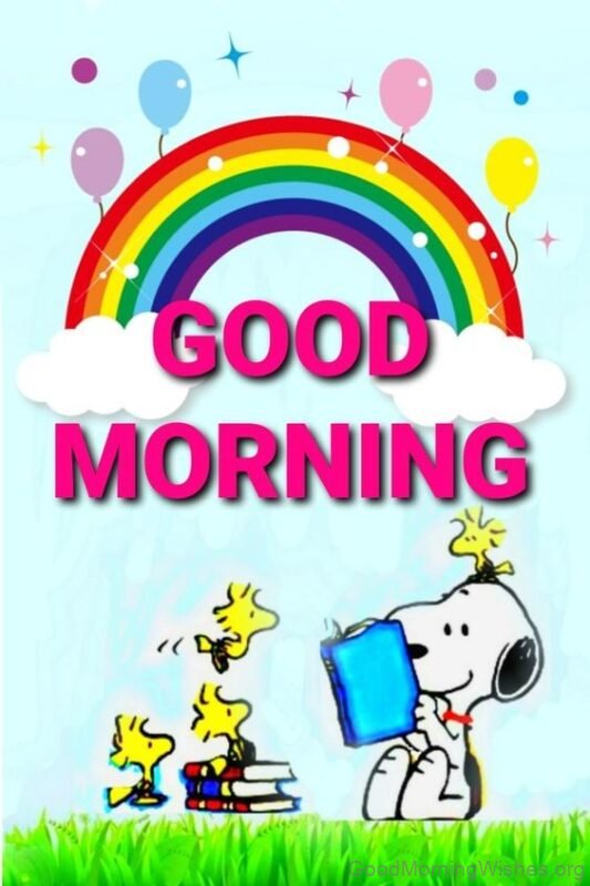 Good Morning Wish Snoopy Rainbow Picture
