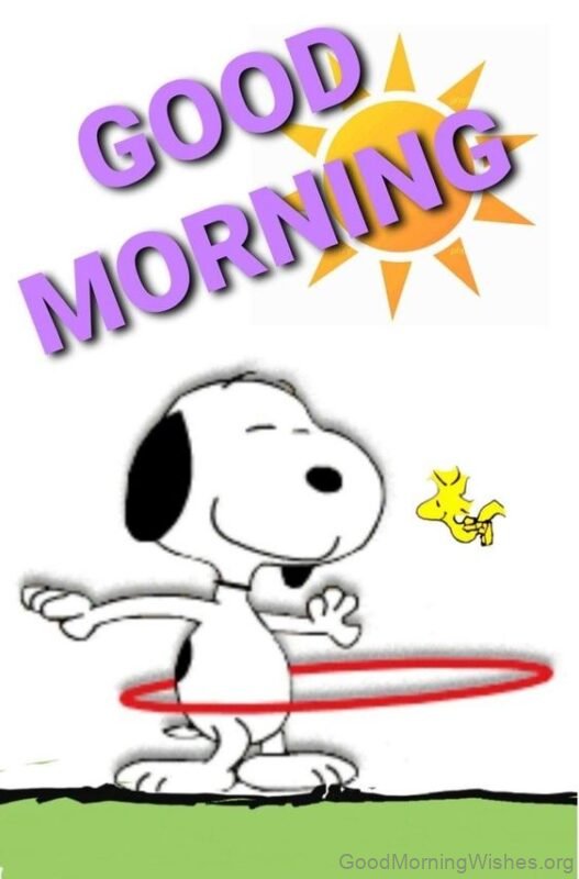 Happily Good Morning Wish Snoopy Picture