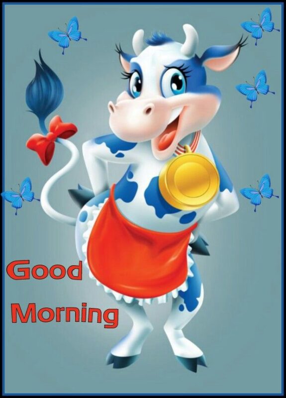 Good Morning Cute Cow Image