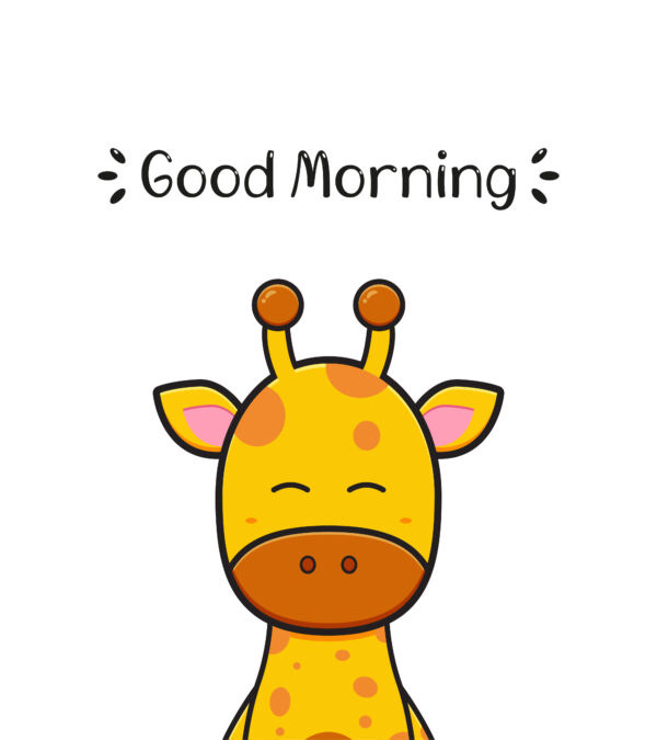 Cute Giraffe With Good Morning Greeting Card Cartoon Icon Illustration